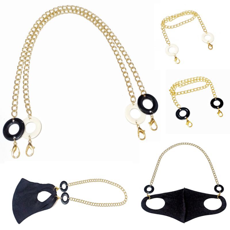 Kalung Gantungan Masker Strap Mask Hanging Big Circle Golden Chain Series