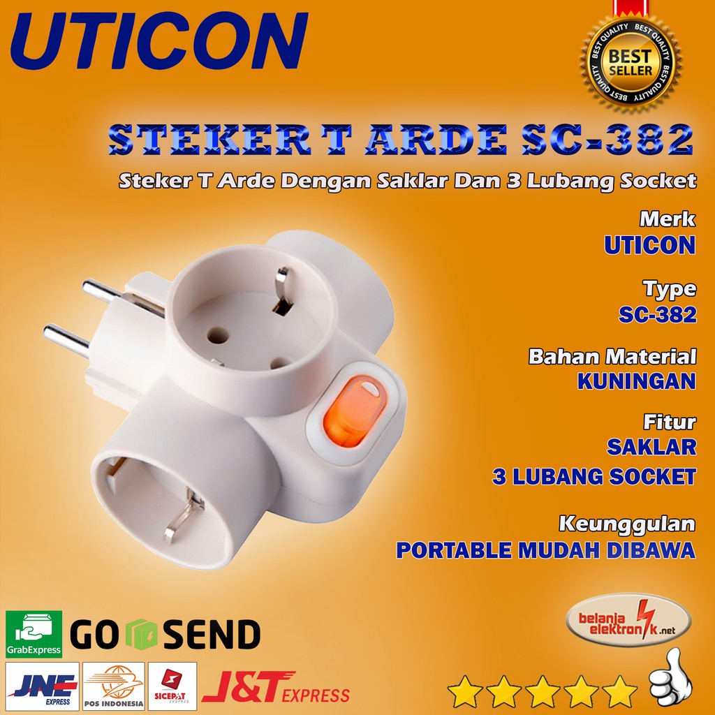 NEW Steker T Arde 3 Lubang + Saklar UTICON SC-382