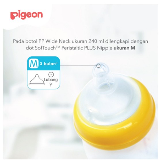 Pigeon Botol PP Wide Neck 240ml Mickey W/P-Plus Nipple - Botol Susu Bayi