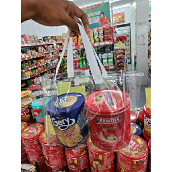 

Totebag Belanja Mika Transparan BAHAN TEBAL (Pegangan Bisban)