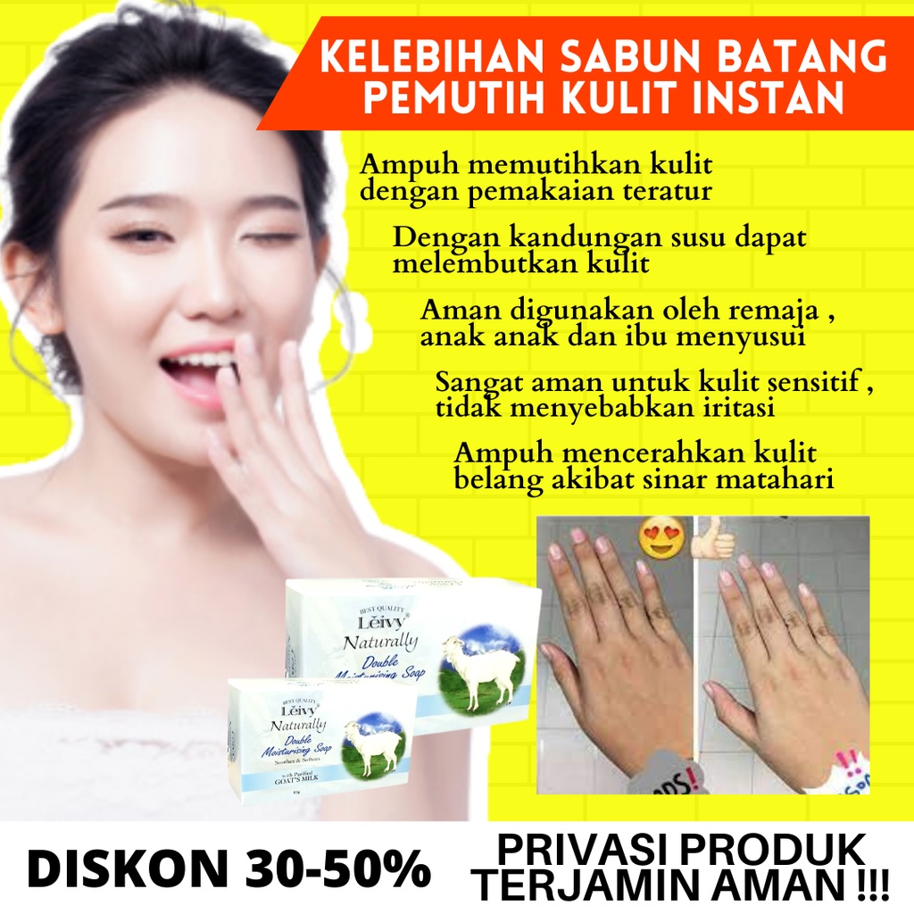 SABUN PEMUTIH BADAN PENGHILANG FLEK HITAM DI WAJAH SABUN BATANG LEIVY DOUBLE BAR SOAP 85GRM ORIGINAL BPOM