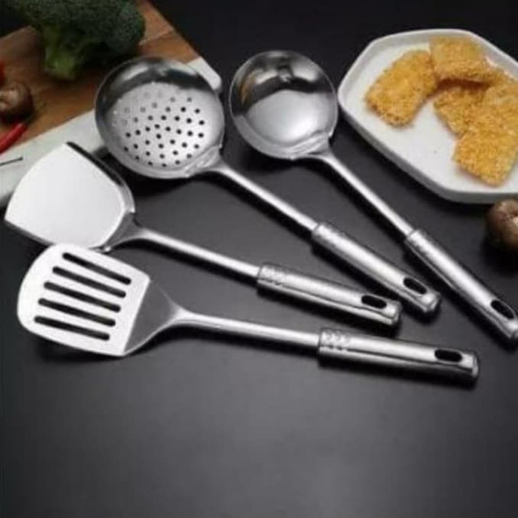 (500GR) SHENAR SPATULA SET STAINLESS KITCHEN TOOLS / SODET SPATULA SUTIL PENGGORENGAN CENTONG SAYUR IRUS STAINLESS STEEL / PERALATAN MASAK MURAH / ALAT MASAK UTENSIL