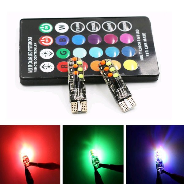 Lampu LED Mobil Motor T10 RGB Jelly ISI 2pcs Remote 12V Senja Sen Sein Kota Termurah