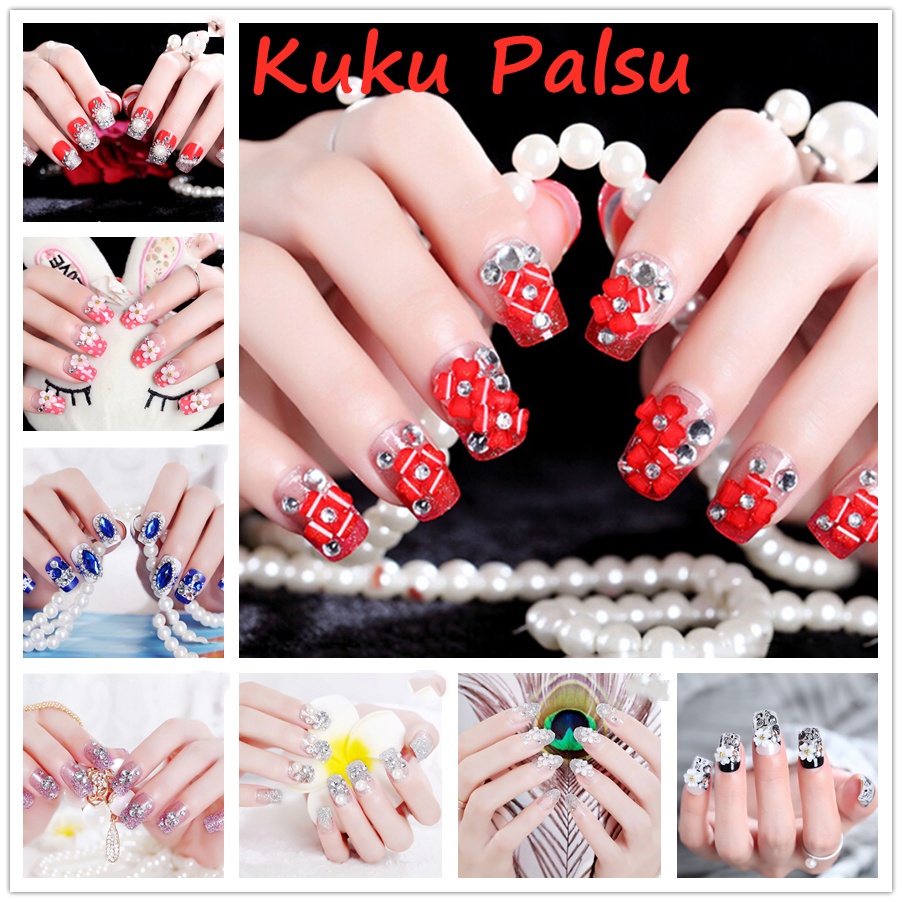 [KUKU PALSU] 24 Pcs KUKU 5D Engraved Nails Sticker Flower Template Decals Tool DIY Manicure Decor Tools