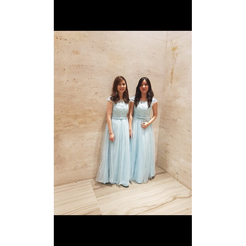 Sewa Dress Baby Blue / pre wedding / bridesmaid / angpao girl / feminim / semi formal