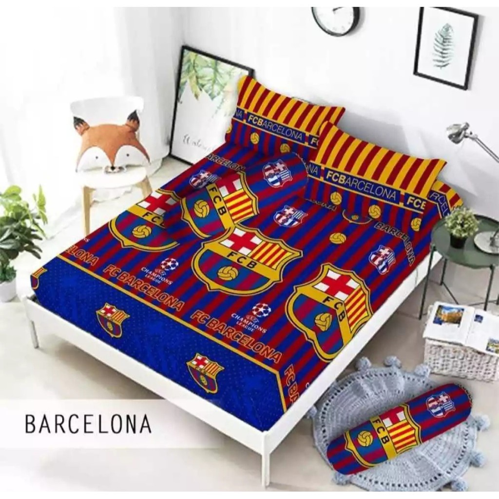 SPREI KARAKTER BOLA 180x200cm NO.1 BAHAN KATUN HOMEMADE /Sprai Motif Logo Bola