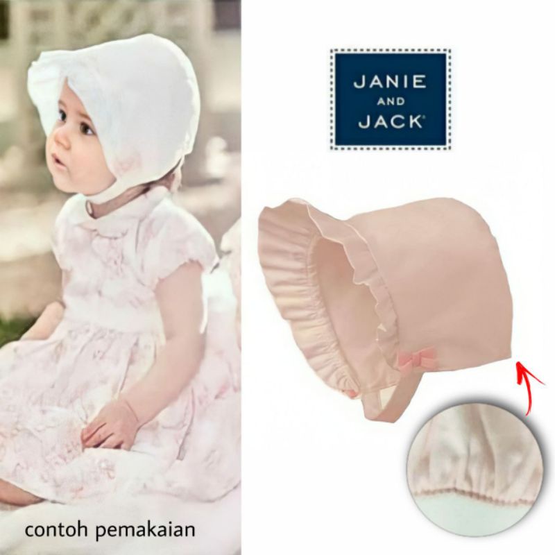 Size 0, 3 bulan. Topi Hat, Kupluk Beanie Anak Bayi - Carter's, Janie & J*ck, Polo Ralph Laure*-Baby Pink Bonnet