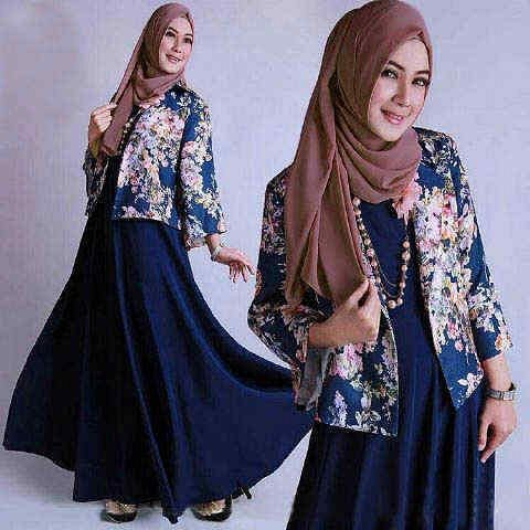 SH9-288002 3in1 Balimo Navy Hijab Set Baju Muslim Wanita