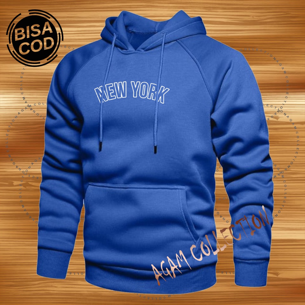 Agam collection Sweater Hoodie Distro New York Premium Text Putih Atasan Pria Wanita Big Size