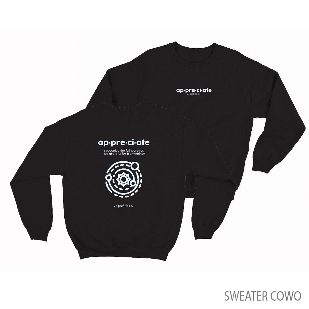 Sweaterpolos Basic Sweater APRICIATED ( Sablon ) Unisex Pria &amp; Wanita