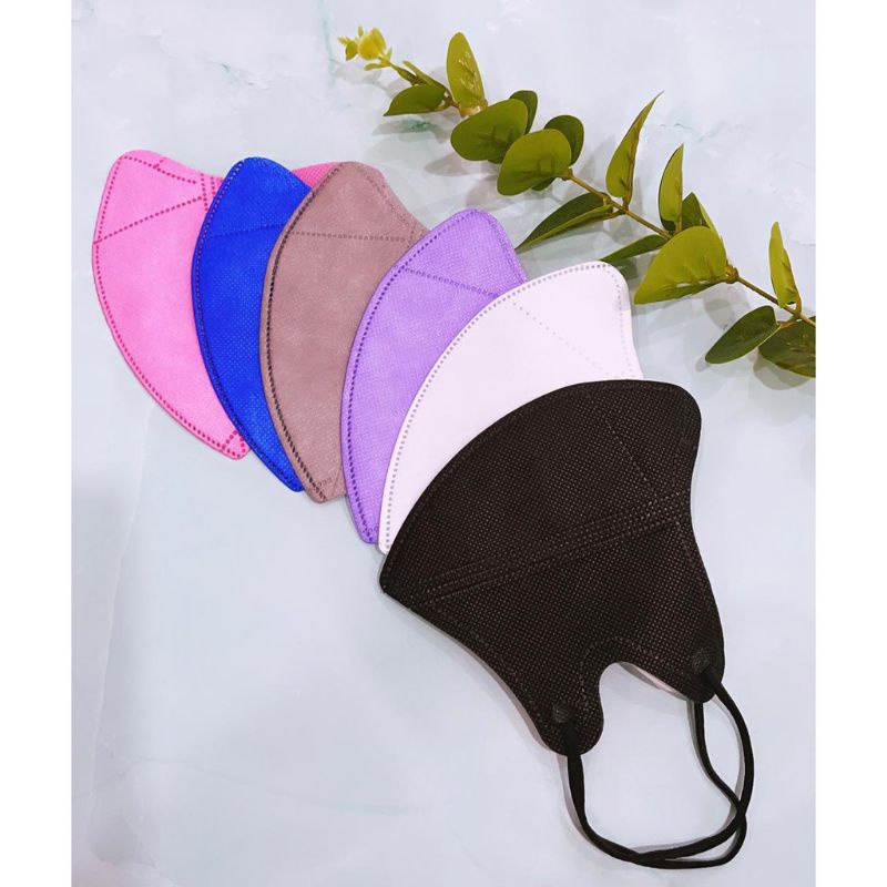 Masker Duckbill Hitam Putih 10Pcs Model Garis Seperti Sensi