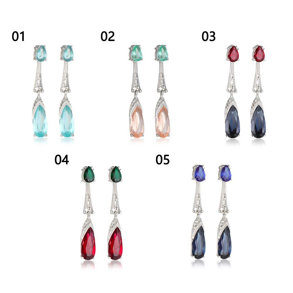 R-flower Drop Earrings Perhiasan Pernikahan Bling Baru Aquamarine