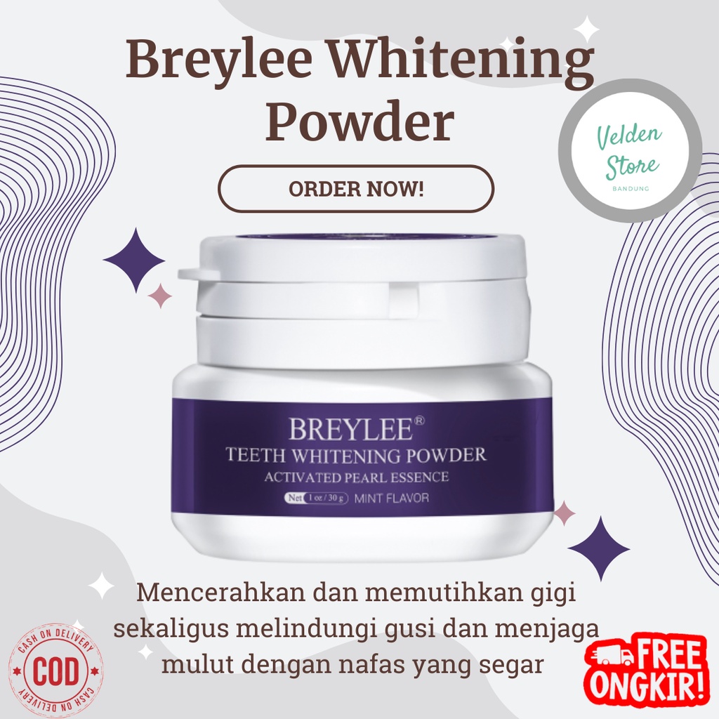 Breylee Teeth Whitening Powder // Pembersih Karang Gigi / Pemutih Gigi / Memutihkan Gigi / Perawatan Gigi / Memutihkan Gigi BPOM Original 100%