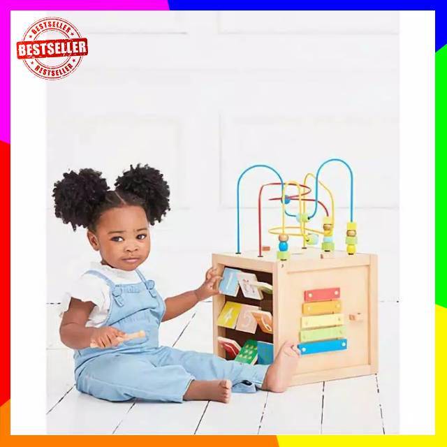 elc mini wooden activity cube