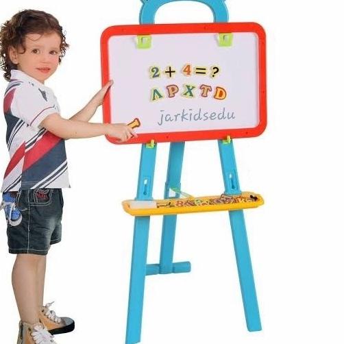 

MAINAN PAPAN TULIS ANAK JUMBO 3IN1 LEARNING EASEL WHITE BLACK BOARD ---READY---