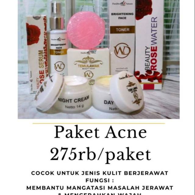 Cream wd temulawak paket acne