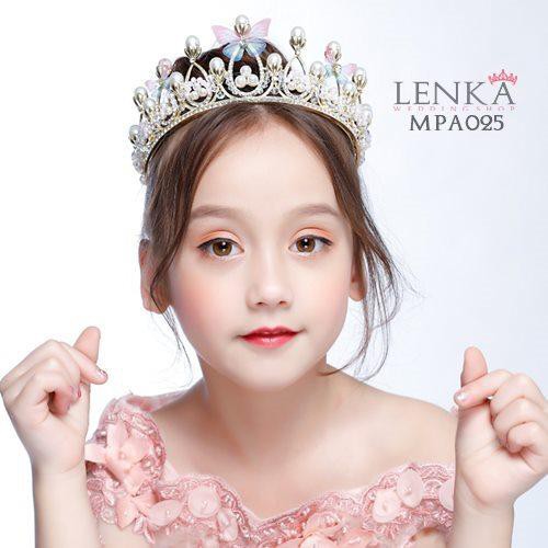 [SIAP KIRIM] Mahkota Crystal Pesta Anak Premium l Crown Rambut Lenka Emas - MPA025