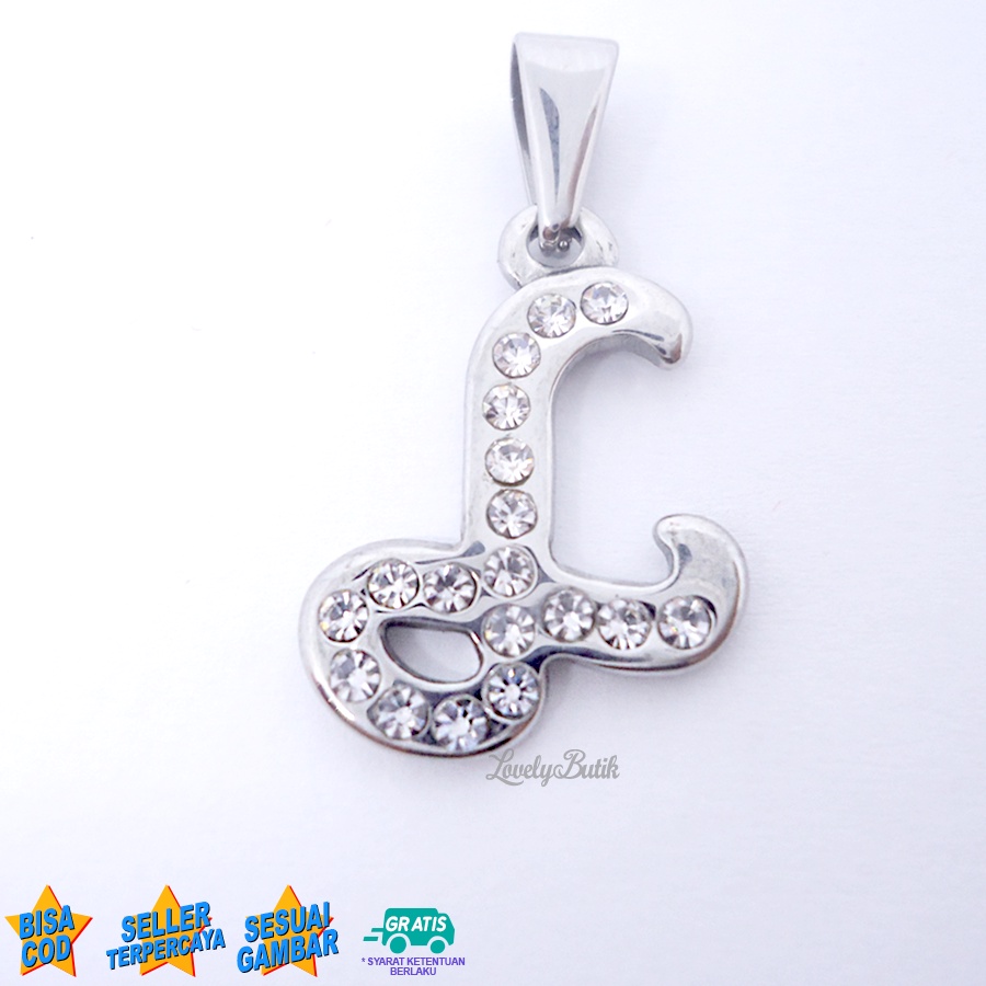 Lovelybutik Liontin Titanium Anti Karat Liontin Huruf L Klasik Silver Gold