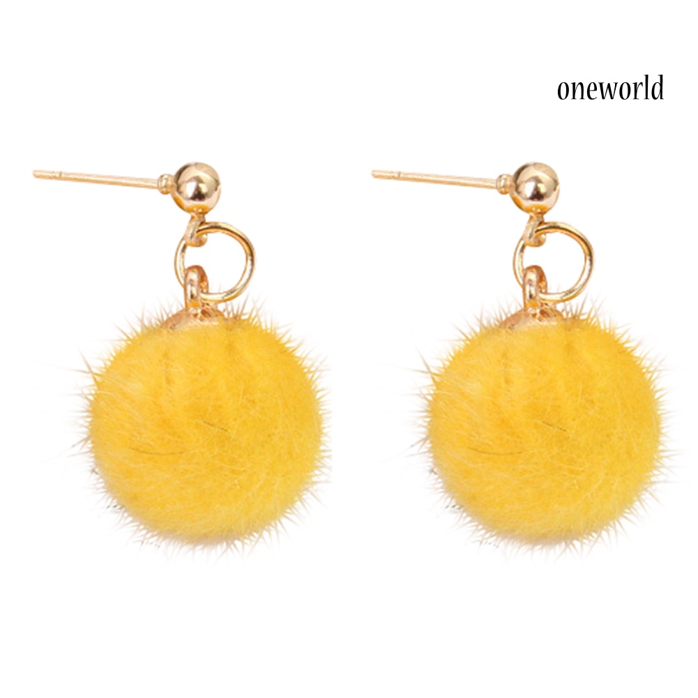 OW@ Fashion Women Winter Jewelry Pom Pom Ball Drop Pendant Charm Stud Earrings Gift