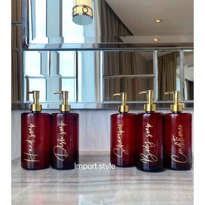 botol COKLAT N24 500ml GOLD NEW LUXURY . aesthetic bottle minimalist refill organizer tempat sabun cair pump estetik