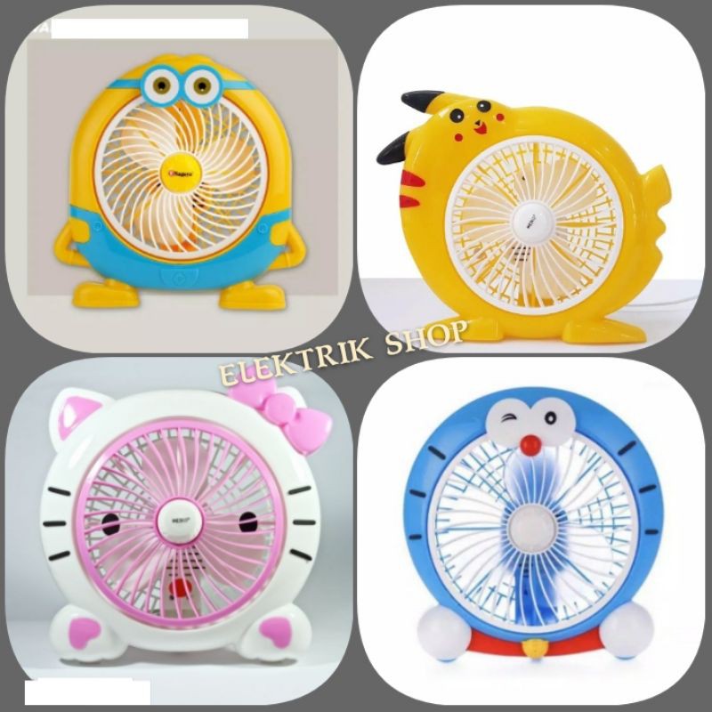 KIPAS ANGIN KARAKTER 8&quot; INCH HELLOKITTY , MINION, PIKACHU, DORAEMON / KIPAS KARAKTER MURAH