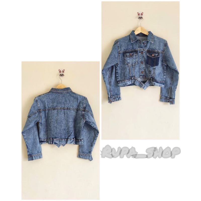 SNOWANSH JAKET JEANS CROP WANITA KANTONG BELANG