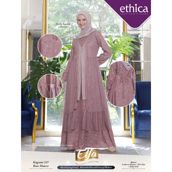 GAMIS BUSANA MUSLIM ETHICA KAGUMI 237 ROSE MAUVE XXL