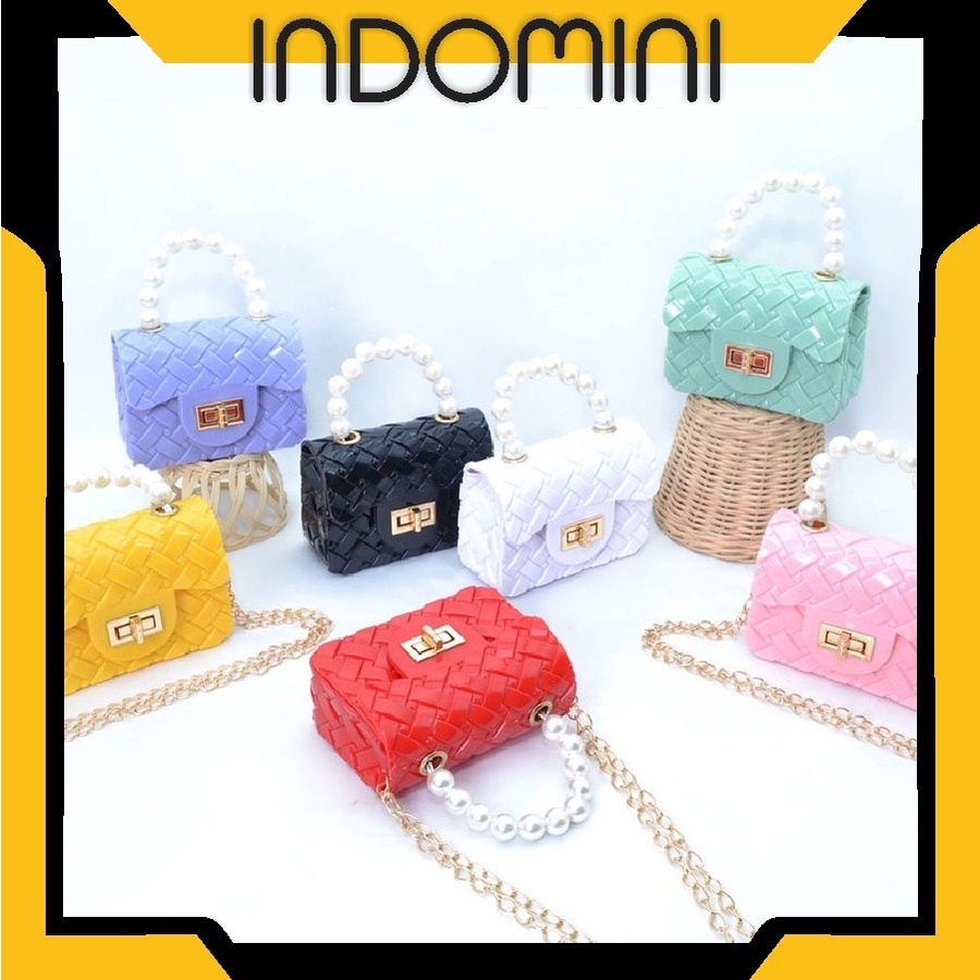 INDOMINI W164 W178 TAS MINI JELLY ANYAM PEARL | TAS IMPORT JELLY MUTIARA MINI ANYAM | TAS JELLY GLOS