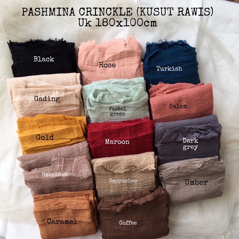 Pashmina Crinkle pasmina kusut rawis Shawl Cotton Crush +- 180x80cm