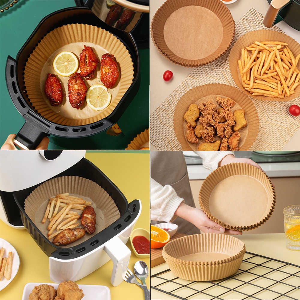 50 Pcs Kertas Penggorengan Air Fryer Bentuk Bulat Ukuran 16cm Anti Lengket Bebas Minyak Untuk Dapur