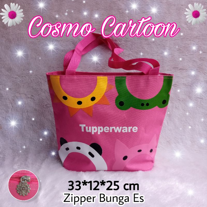 Tas Cosmo Cartoon Tupperware Zipper bunga es Tupperware