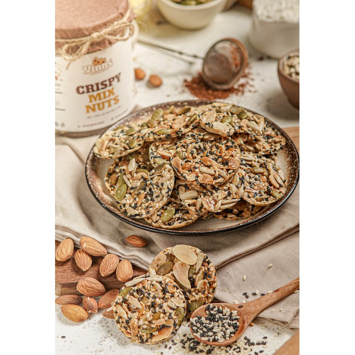 

Vinns Crispy Mixed Nuts Cookies | Crunchy Cookies | Almond | Pumpkin Seed | Sesame | Sunflower Seed