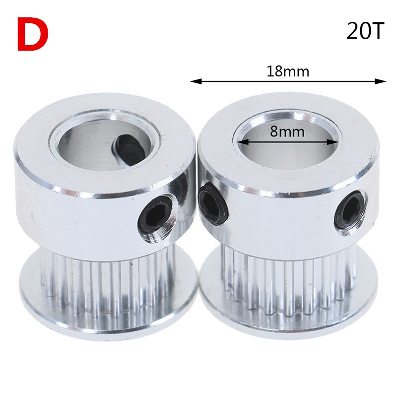 2pcs Timing Pulley 16T / 20T GT2 5 / 6.35 / 8mm Untuk Printer 3D