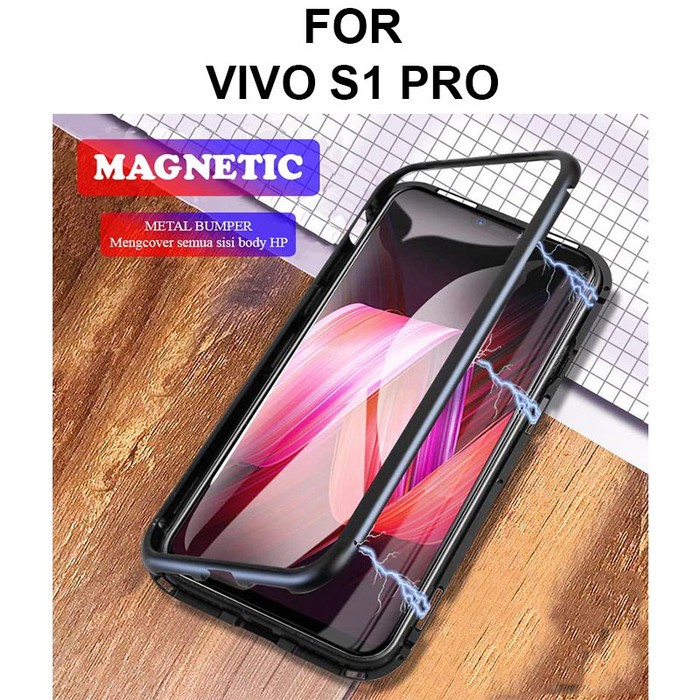 Magnetic case Vivo S1 Pro casing hp tempered glass cover