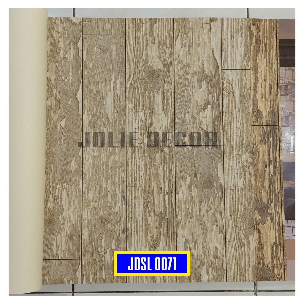 Wallpaper Dinding Vinyl Motif Kayu Palet Kasar Soft Coklat