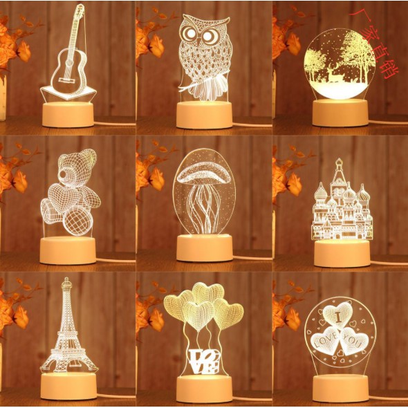 Lampu Tidur LED 3D karakter / Night Lamp / Table Decoration / Lampu Malam / Lampu Hias Lucu Impor