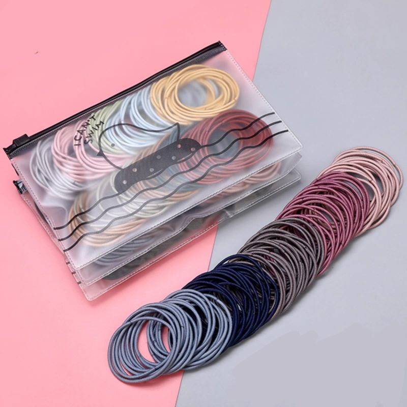 KARET RAMBUT KOREA 100 PCS KARET RAMBUT KOREA IMPORT POUCH ISI 100 PCS