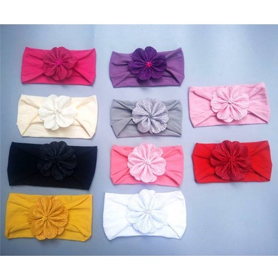 Bandana Bayi Polos Model Bunga - Bando Bayi - Headwrap - Headband Bayi