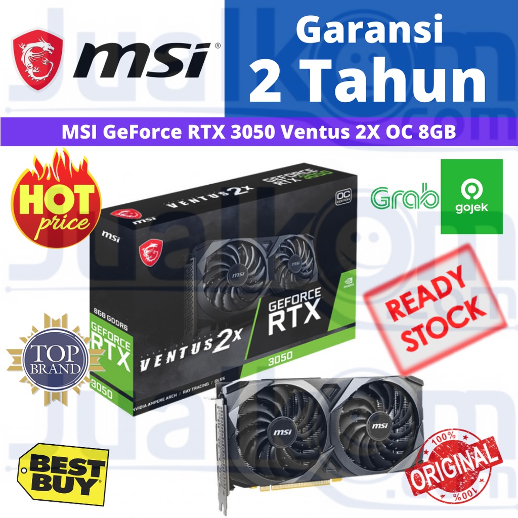 VGA MSI GEFORCE RTX 3050 VENTUS 2X OC 8GB DDR6 128 BIT