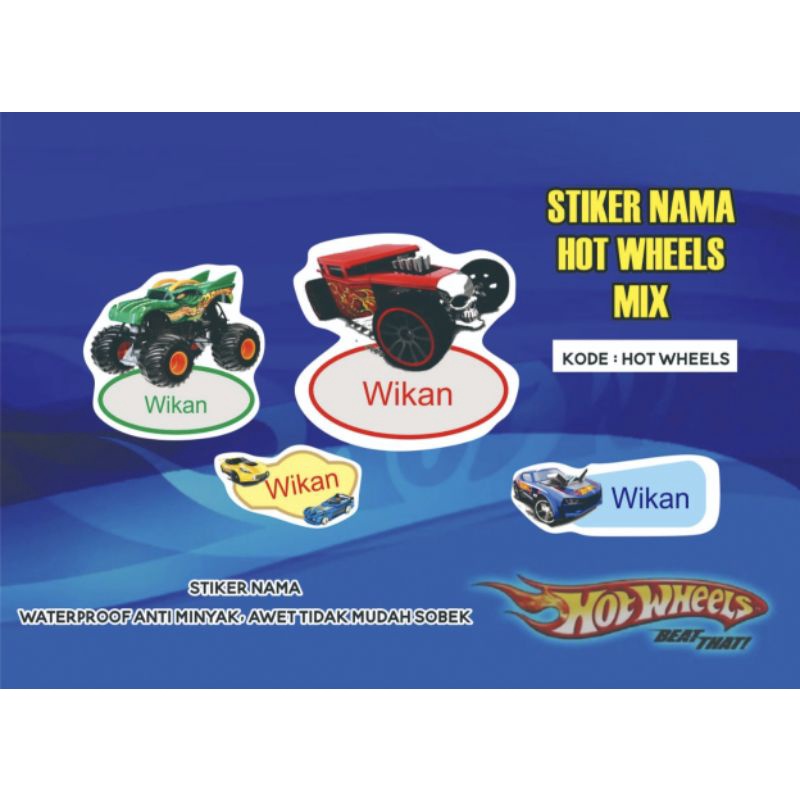 

Stiker Nama Waterproof Hot Wheels Sticker Buku