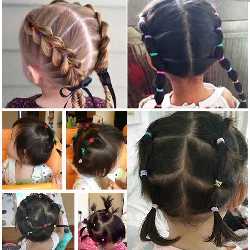 2022 1000pcs / Set Karet Rambut Elastis Bahan Nilon Untuk Aksesoris Anak Perempuan