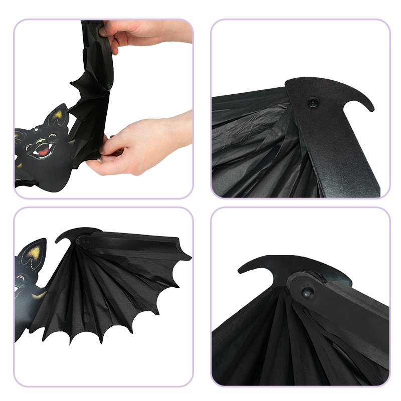 [ Halloween Paper Bat Pendant Hangingdecoration for Home Halloween Festival Party Bar Haunted House ]