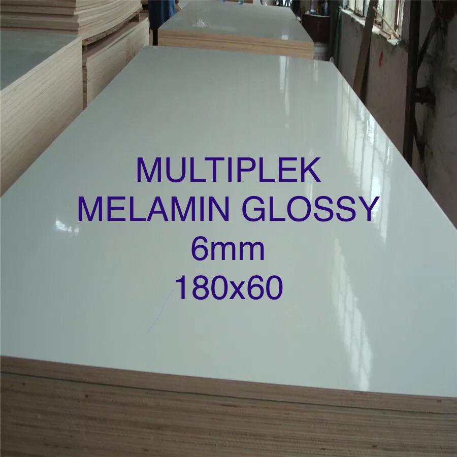 Triplek / Multiplek melamin putih Glossy 6mm (180x60)cm, melaminto plywood, white