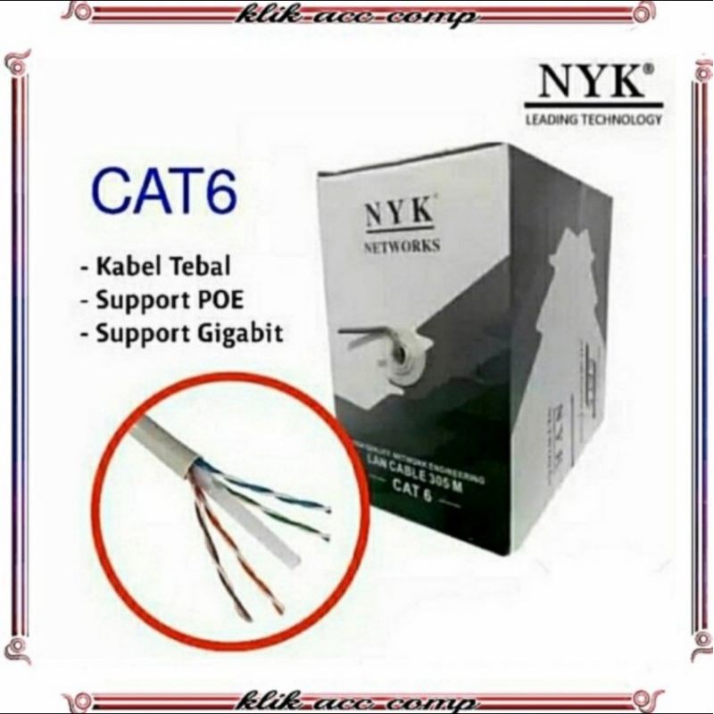 Kabel lan roll nyk cat 6 305m - Cable lan cat6 nyk 305 meter High Speed - kabel lan RJ 45