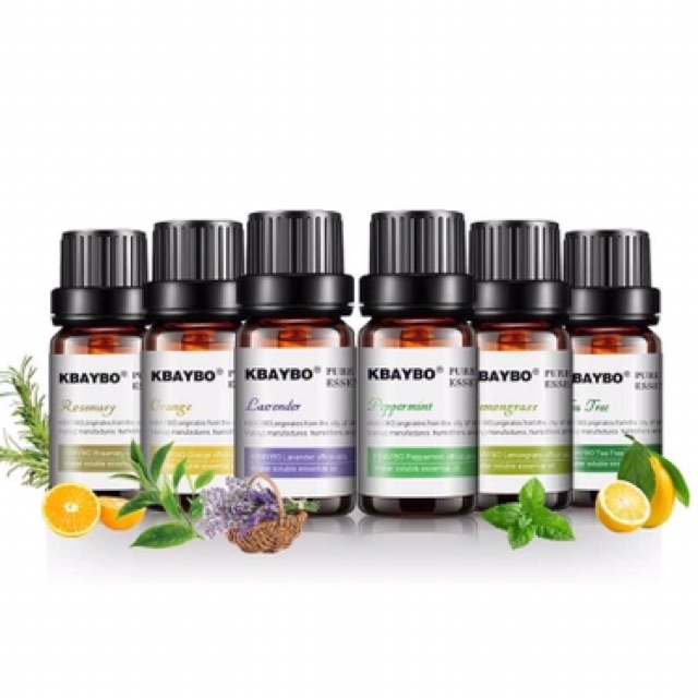 Mall 6 Botol 10 ml Kbaybo Pure Essential Oil Water Soluble Diffuser Aromatherapy 10ml 6 pcs In Box - K-E2