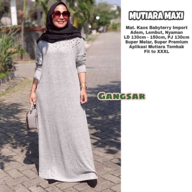 Mutiara maxi kekinian long dress jumbo ld 130-150 jumbo bisize