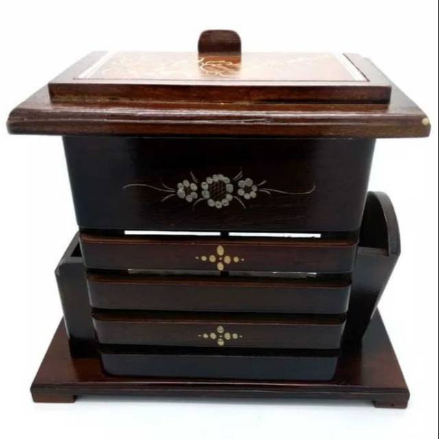 TEMPAT SENDOK GARPU DAN TISU BAHAN KAYU JATI 20x25x10 cm - DEKORASI RUMAH UNIK