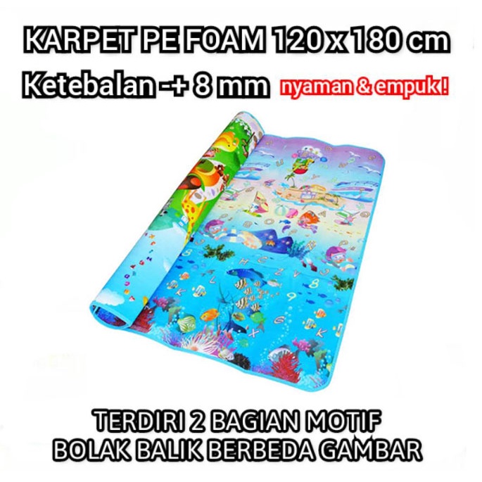 Karpet Foam PE Motif Bolak Balik | Tikar Karakter | Tikar Karpet Jumbo | Ukuran 120x180