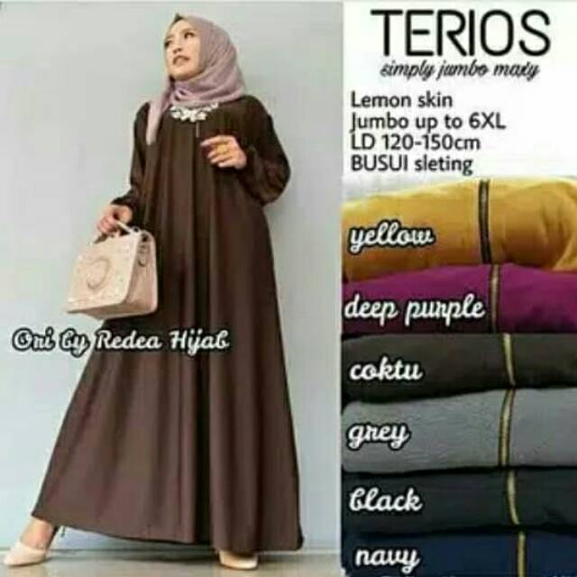 Gamis Jumbo Polos Busui Jersey Lemon / Maxi Dress Muslim Big Size XXXXL Terios Murah