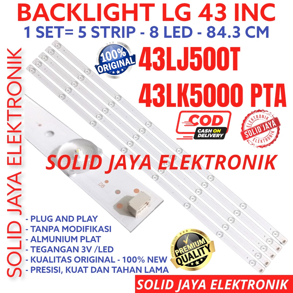 BACKLIGHT TV LED LG 43 INC 43LJ500 43LK500 43LJ500T 43LK500PTA T PTA LAMPU BL 8K 3V 43LJ 43LK 8 KANCING 8LED 8 LED LAMPU BL LG 43INCH 43IN 43INC IN INCH